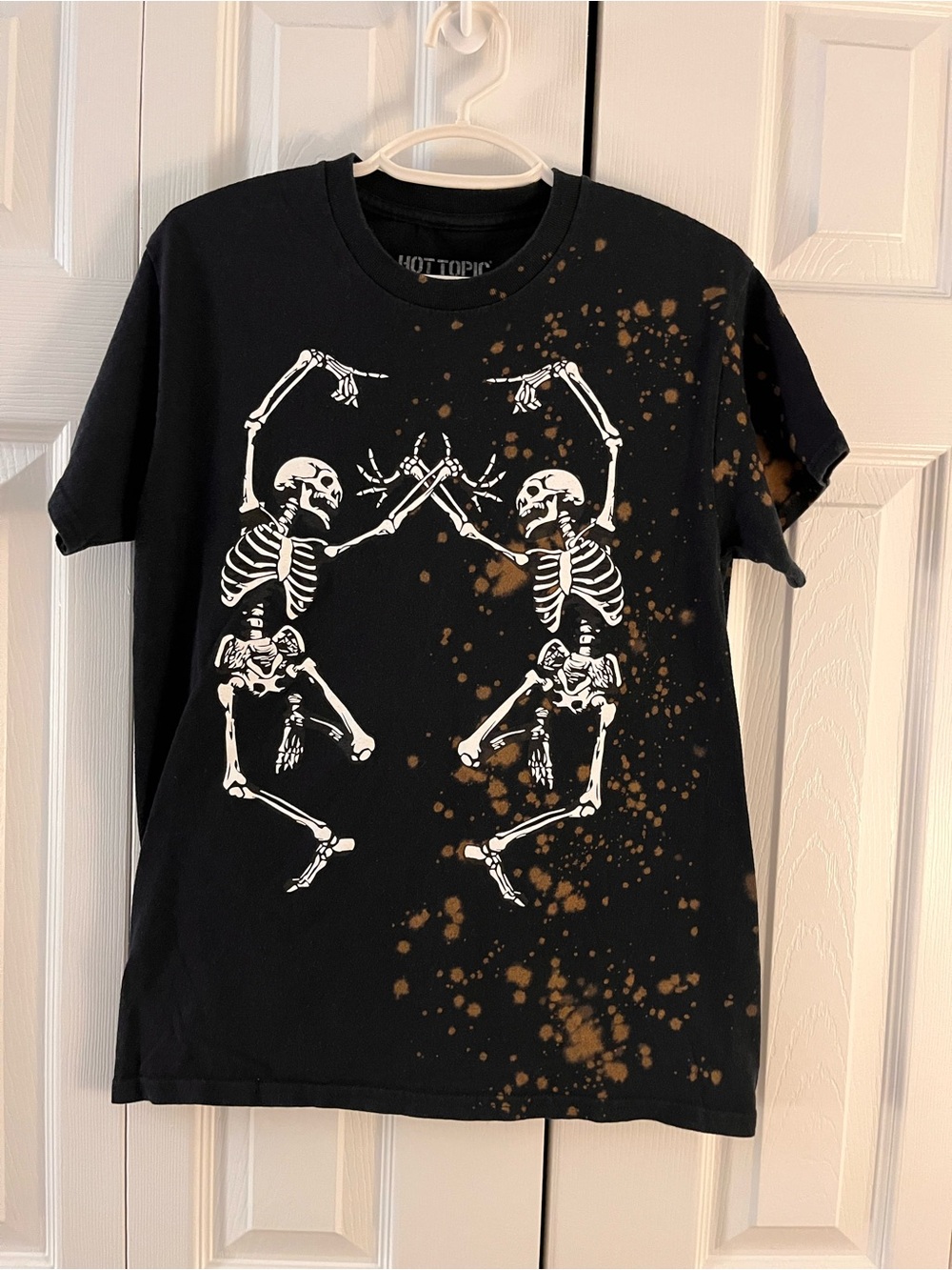 Hot Topic Black Skeleton Graphic Tee with Rust Spots